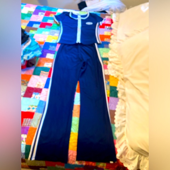 Jogger Suit Top & Bottom, Size 8-10, Blue & White - Picture 2 of 16